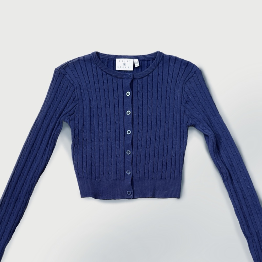 ASOS Daisy Street Navy Blue Cable Knit Cardigan